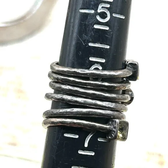 Bundle Lot of 6 Hammered Stacking Silver Gun Metal Crystal Colorful Stone Rings - Picture 7 of 9